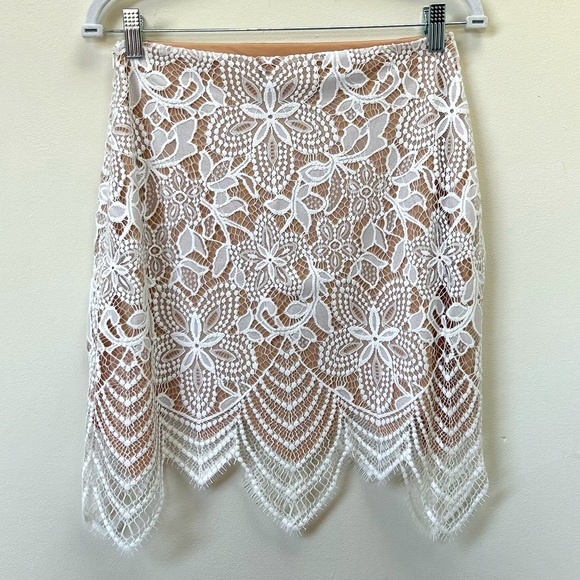 FOR LOVE AND LEMONS Guava Skirt in White Lace - Floral Embroidered Mini Skirt - Picture 10 of 16
